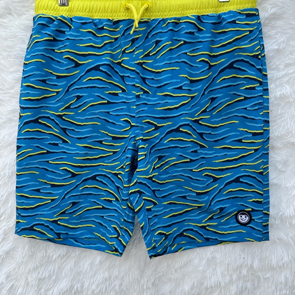 Neff Blue and Yellow Patterned Swim Shorts
